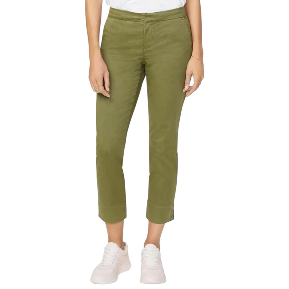 NYDJ Lift Tuck Relaxed Crop Chino Pants Olivine Green Size 8 NWT